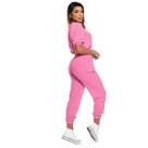 Conjunto Feminino Croped Calça Joguer Cós Alto Acinturado Tecido Crepinho Verão Cropped Luxo
