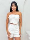 Conjunto feminino cropped c/ bojo e shorts alfaiataria listrado s9589