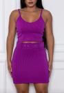 Conjunto Feminino Cropped com Bojo e saia com cinco Roxo()-G