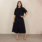 Conjunto Feminino Cropped Com Manga e Calça Pantacourt Bolso Tendência Conjunto Feminino Cropped Com Manga e Calça Pantacourt Bolso Tendência