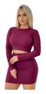 Conjunto Feminino Cropped Manga Longa Saia Curta Conjunto Feminino Cropped Manga Longa Saia Curta
