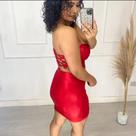 Conjunto Feminino Cropped Vermelho Festa Tendência Barato