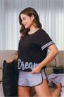 Conjunto Feminino Curto Algodão Preto & Mescla