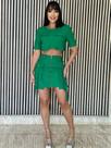 Conjunto feminino curto cropped e saia cargo 9592
