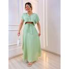 Conjunto Feminino Dandara Cropped e Saia Longa Gode Cinto