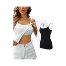 Conjunto Feminino De 2 Peças: Camisolas Regata Lisas Com Alça Fina Ajustável E Bojo Integrado, 95%