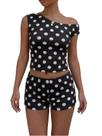 Conjunto feminino de 2 peças com poás e ombro a ombro Verdusa