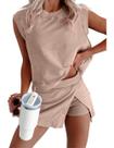 Conjunto feminino de 2 peças Ecosunny sem mangas, saia-short XL cinza Conjunto feminino de 2 peças Ecosunny sem mangas, saia-short XL cinza