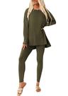 Conjunto Feminino de 2 Peças PRETTYGARDEN Manga Longa Verde Militar