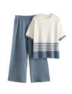 Conjunto feminino de 2 peças Tanming com calça de malha listrada Conjunto feminino de 2 peças Tanming com calça de malha listrada