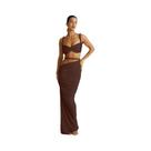 Conjunto Feminino De 2 Peças: Top Cropped Sexy Com Faixas E Decote Quadrado E Saia Longa Justa -