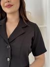 Conjunto Feminino De Alfaiataria Com Forro Saia Midi + Cropped Manga Curta Com Botões