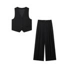 Conjunto Feminino De Calça De Cintura Alta E Colete Decote V Com Alça Traseira Ajustável - Moda Conjunto Feminino De Calça De Cintura Alta E Colete Decote V Com Alça Traseira Ajustável - Moda