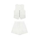 Conjunto Feminino De Colete E Shorts Vermelho Com Decote Em V E Zíper, Moda Casual De Verão, Terno