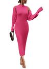 Conjunto Feminino de Dois Peças PRETTYGARDEN Vestido Maxi Tricô Rosa P