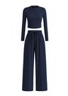 Conjunto Feminino de Duas Peças PRETTYGARDEN Top Cropped e Calça Pantalona M