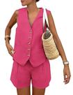 Conjunto Feminino de Duas Peças PRETTYGARDEN Vermelho Rosado P