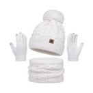 Conjunto Feminino De Inverno: Gorro, Cachecol E Luvas Com Pompom De Pelúcia E Bola De Pelo Para O Conjunto Feminino De Inverno: Gorro, Cachecol E Luvas Com Pompom De Pelúcia E Bola De Pelo Para O