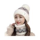 Conjunto Feminino De Inverno: Gorro De Veludo Peluciado E Cachecol Corta-Vento Com Proteção Para