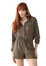Conjunto Feminino De Linho Camisa e Shorts - Conjunto Feminino De Linho Camisa e Shorts -