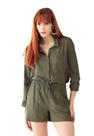 Conjunto Feminino De Linho Camisa e Shorts -
