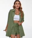 Conjunto Feminino De Linho Camisa e Shorts