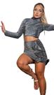 Conjunto Feminino de lurex com detalhes de costa nua