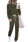 Conjunto Feminino de Moletom PRETTYGARDEN Manga Longa Verde Militar M