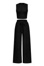 Conjunto Feminino de Moletom PRETTYGARDEN Regata Cropped Preta G