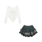Conjunto Feminino De Outono Kawaii Com Estampa De Coelho, Saia Doce E Top Slim, Vestido De Saia Conjunto Feminino De Outono Kawaii Com Estampa De Coelho, Saia Doce E Top Slim, Vestido De Saia