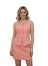 Conjunto Feminino de Top e Saia Curta Uniforme com Decote Quadrado e Botões hz-con-0015 Conjunto Feminino de Top e Saia Curta Uniforme com Decote Quadrado e Botões hz-con-0015