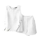 Conjunto Feminino De Verão Casual Sem Mangas Com Regata E Shorts ZANZEA 2 Peças Com Bolsos