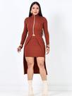 Conjunto Feminino Duas Peças Saia E Sobretudo Canelado