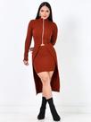 Conjunto Feminino Duas Peças Saia E Sobretudo Canelado