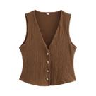 Conjunto Feminino Elegante De 2 Peças: Top Regata Sólido E Calça Vintage De Cintura Alta - Terno De