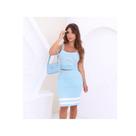 Conjunto Feminino Elegante Saia + Cropped Tricot Verão Casual Conjunto Feminino Elegante Saia + Cropped Tricot Verão Casual
