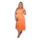 Conjunto Feminino Elegante Saia Midi E Cropped Estampa Verão Conjunto Saia E Cropped Candy Laranja