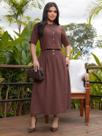 Conjunto Feminino Elegante Social para Trabalho Blusa e Manga Curta Cor:MarromTamanho:M Conjunto Feminino Elegante Social para Trabalho Blusa e Manga Curta Cor:MarromTamanho:M