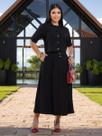 Conjunto Feminino Elegante Social para Trabalho Blusa e Manga Curta Cor:PretoTamanho:M