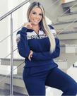 Conjunto Feminino Em Crepe Calça E Blusa Vies Oncinha