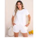 Conjunto feminino em viscolycra verão blusa transpassada/mullet e short