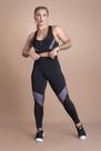 Conjunto Feminino Fitness Academia Calça Legging Cintura Alta Detalhe Na Perna Tela e Top Nadador Com Tela Frontal Treino F7 NEW STYLE