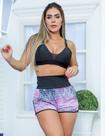 Conjunto Feminino Fitness com Top e Short Running Estampado com Bolsos Conjunto Feminino Fitness com Top e Short Running Estampado com Bolsos