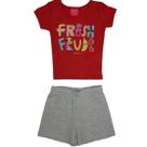 Conjunto Feminino Fresh Fruit Kely Kety Shorts Moletinho