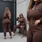 Conjunto Feminino frio inverno Neoprene luxo plus size calça Joguer casaco zíper elegante Conjunto Feminino frio inverno Neoprene luxo plus size calça Joguer casaco zíper elegante