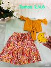 Conjunto feminino infantil verão luxo - festa - calça pantacurt e blusinha com colar incluso