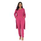 Conjunto Feminino Inverno 3 Peças com Blusa, Calça e Cardigan em Lãzinha Quentinho Confortável Casual para o Frio