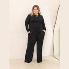 Conjunto Feminino Inverno Moletinho Pantalona e Manga Longa Plus Size
