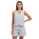 Conjunto Feminino Listrado Branco/Azul Branco/Azul único
