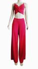 Conjunto feminino lurex brilhoso, 2 peças calça e cropped